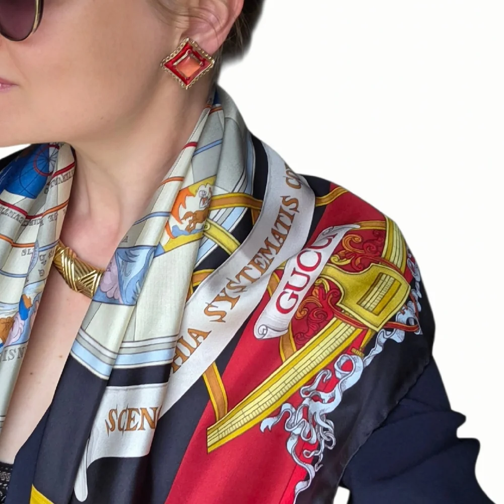 Gucci Vintage Zodiac Silk Scarf Carré 34" Astrology Made in Italy - Picture 16 of 16